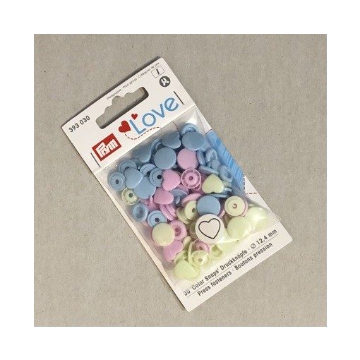 Prym szív, műanyag patent - pasztell