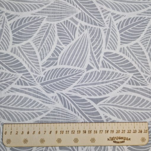 Szürke és fehér leveles textil