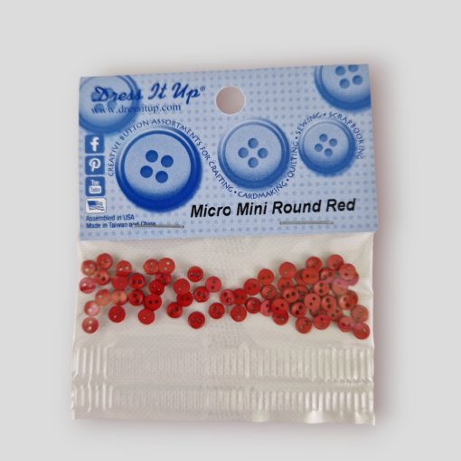 Dress it up! gomb - Micro Mini Round Red - Extra mini piros gomb