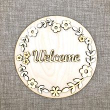 Tavaszi koszorú Welcome felirattal - fa DIY egységcsomag