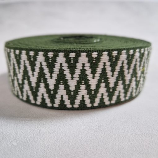 Heveder 3,8 cm-es - kétoldalas zöld mintás