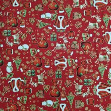 Karácsonyi textil - piros mintás