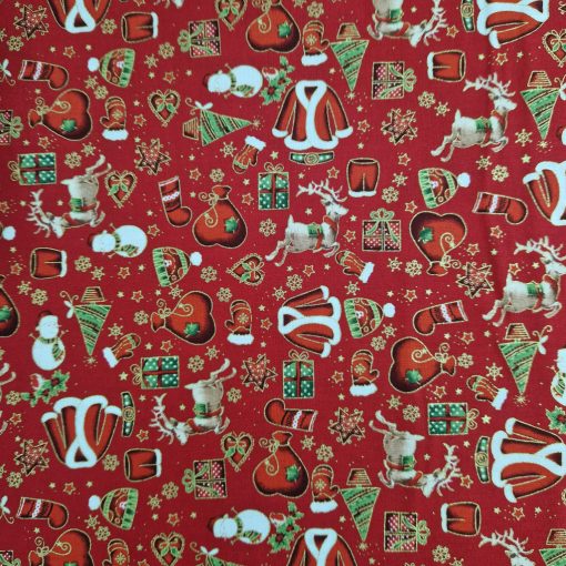 Karácsonyi textil - piros mintás