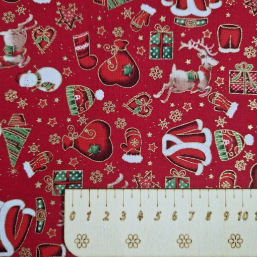 Karácsonyi textil - piros mintás