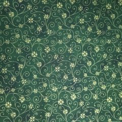 Karácsonyi textil - zöld és arany virágos