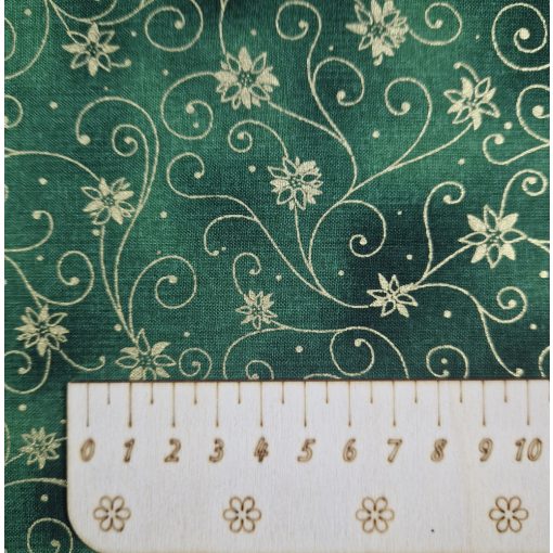 Karácsonyi textil - zöld és arany virágos