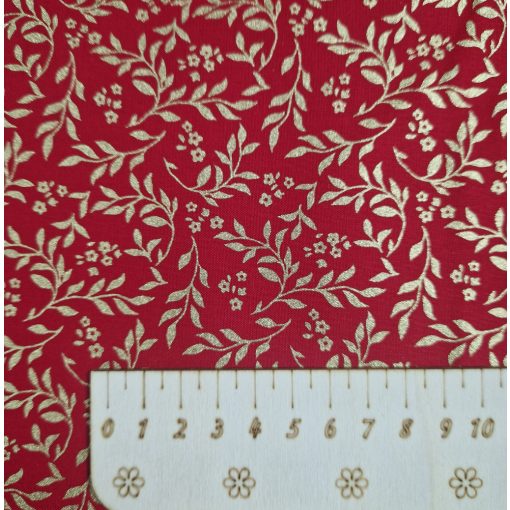 Karácsonyi textil - piros és arany leveles