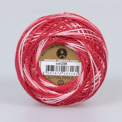 Madame Tricote Paris - Coton Perlé 8 - Piros-rózsaszín színátmenetes - 238