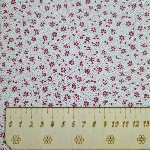 Virágos textil - Fehér és piros 