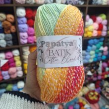 Papatya Batik Cotton Blend - Zöld-sárga-piros