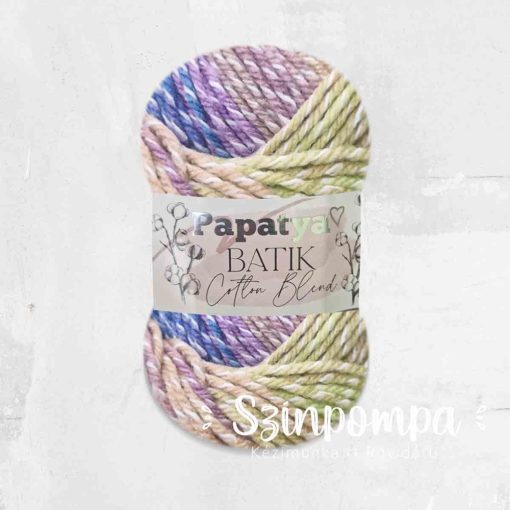 Papatya Batik Cotton Blend - Zöld-lila-kék - 1010