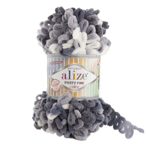 Alize Puffy Fine Color - Szürke-fehér