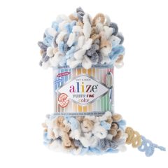 Alize Puffy Fine Color - Fehér-bézs-kék-szürke