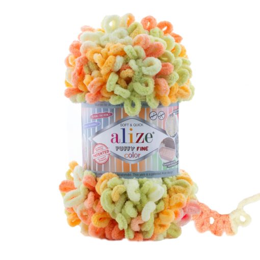 Alize Puffy Fine Color - Sárga-narancs-zöld