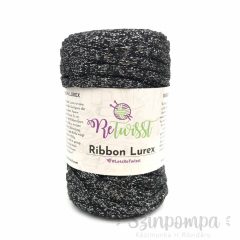 Retwisst Ribbon Lurex - Fekete, ezüst szállal