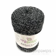 Retwisst Ribbon Lurex - Fekete, fém szállal - 02