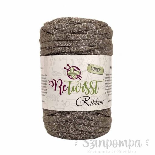 Retwisst Ribbon Lurex - Középbarna, fém szállal - 09