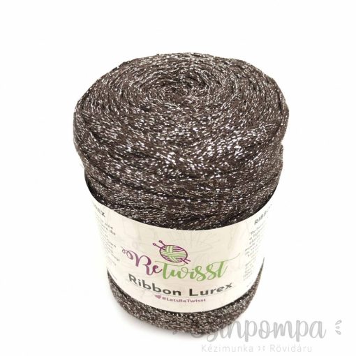 Retwisst Ribbon Lurex - Sötétbarna, ezüst szállal