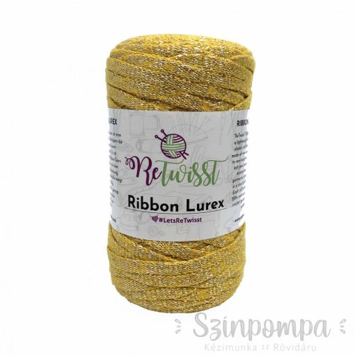 Retwisst Ribbon Lurex - Sárga, ezüst szállal - 25