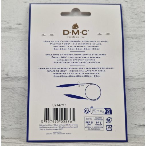 DMC cserélhető körkötőtűhöz kábel - 15 cm