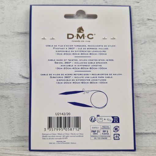 DMC cserélhető körkötőtűhöz kábel - 20 cm