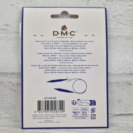 DMC cserélhető körkötőtűhöz kábel - 40 cm