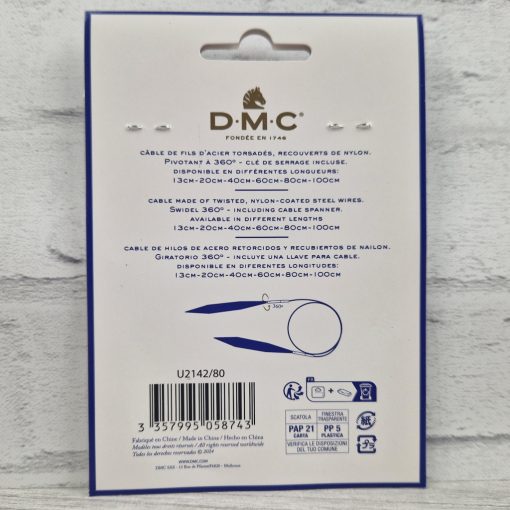 DMC cserélhető körkötőtűhöz kábel - 80 cm